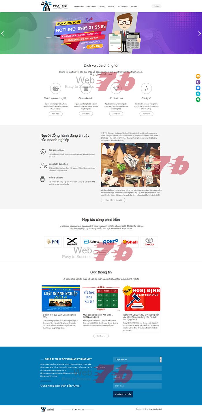 mẫu website dịch vụ công ty Nhất Việt