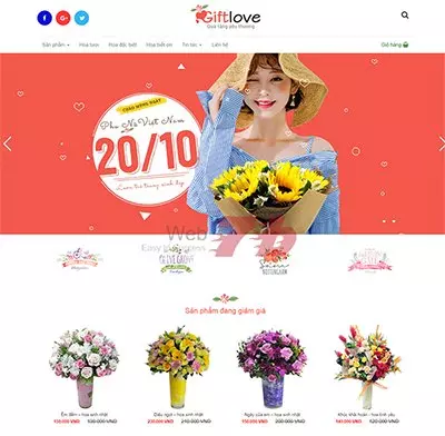 Mẫu template cho website bán hoa tươi online