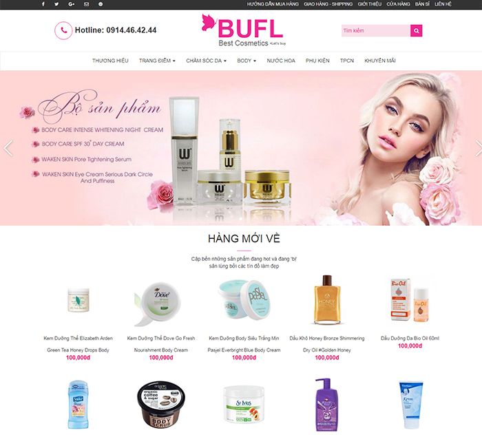 Mẫu website bán mỹ phẩm online