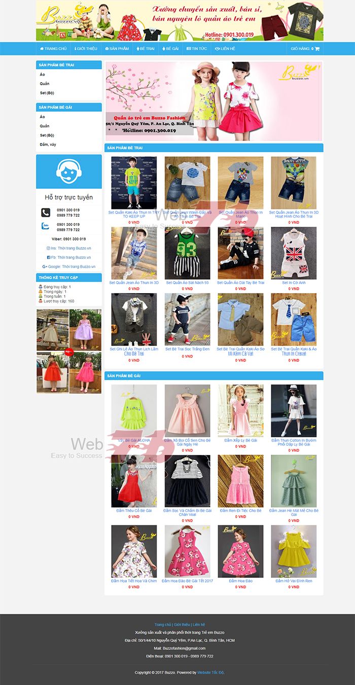 Mẫu website thời trang trẻ em Buzzo