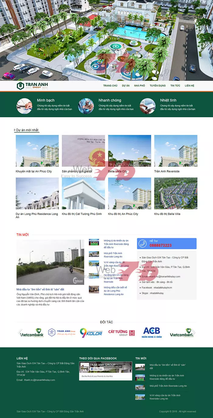 mẫu website bất động sản chuyên cho thuê dự án