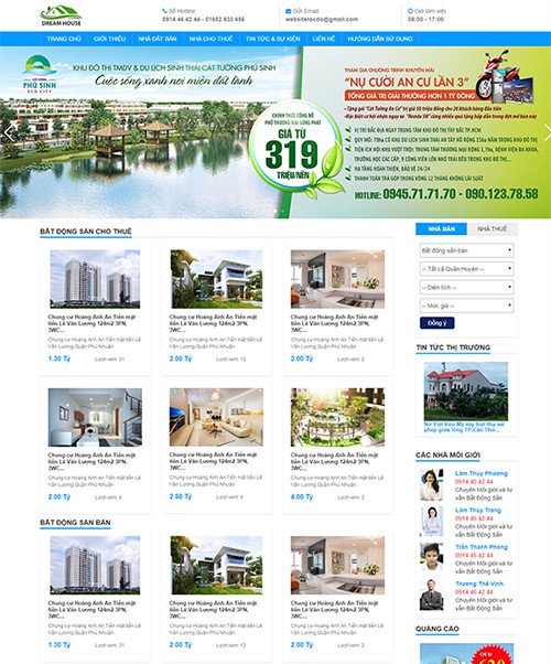 Mẫu website bất động sản 124PM web7b.com