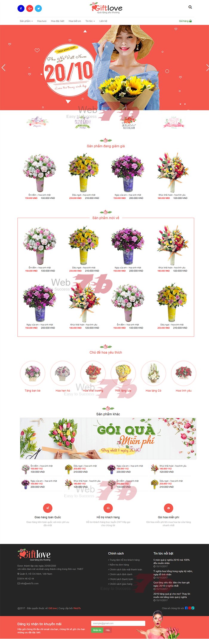 Mẫu website bán hoa tươi online đẹp