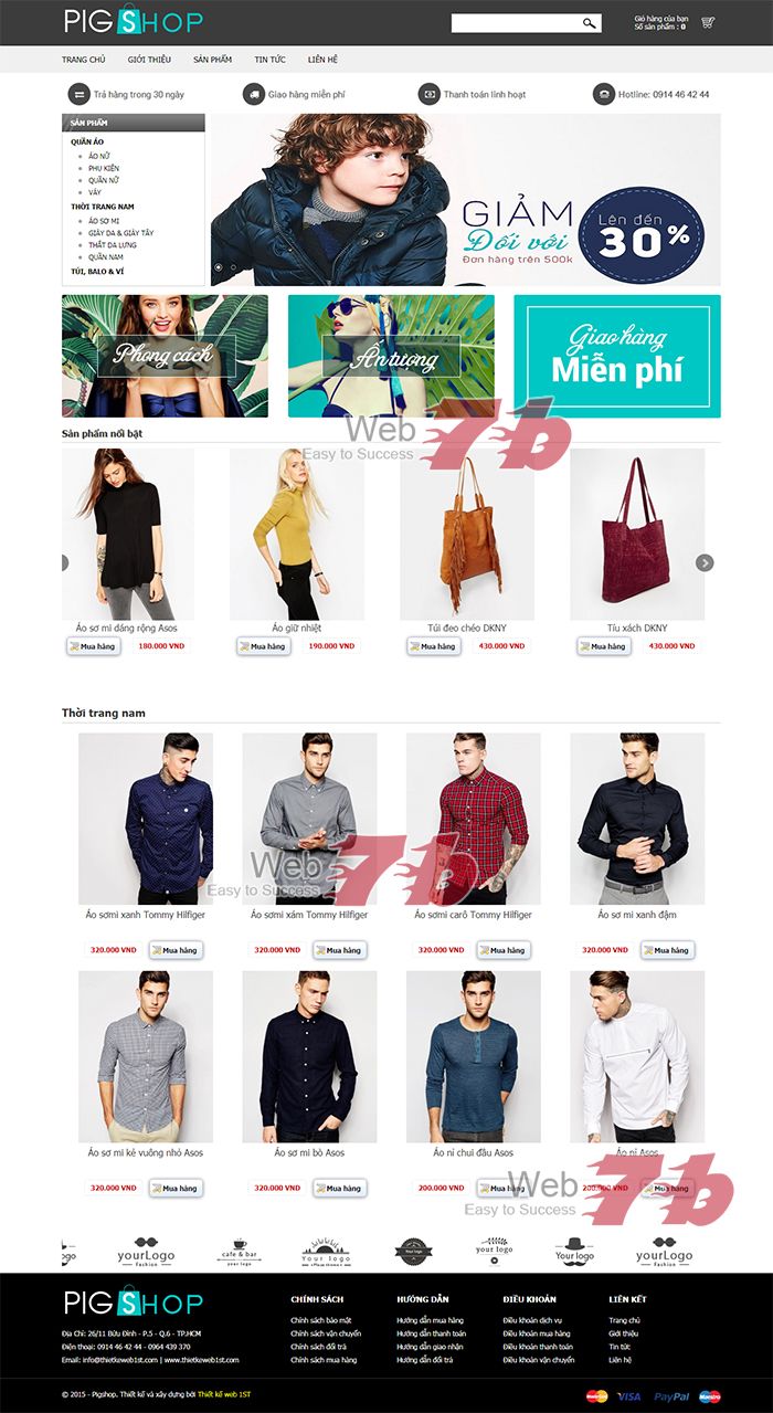 mẫu website thời trang Pigshop