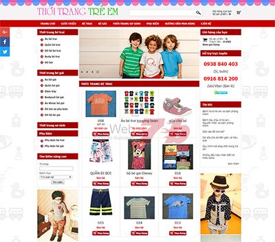 Mẫu web xuất khẩu quần áo trẻ em