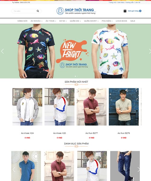 Mẫu website bán quần áo nam