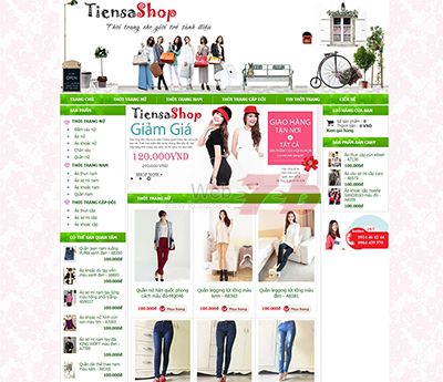 Mẫu website shop thời trang sắc xanh