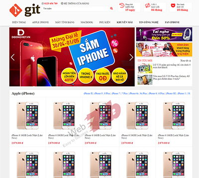 Mẫu website bán điện thoại di động đẹp - Didongviet