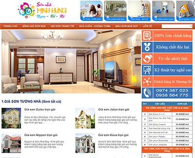Mẫu website dịch vụ sơn nhà Minh Hùng