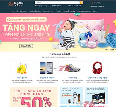 Mẫu website chuyên nhiều loại sản phẩm